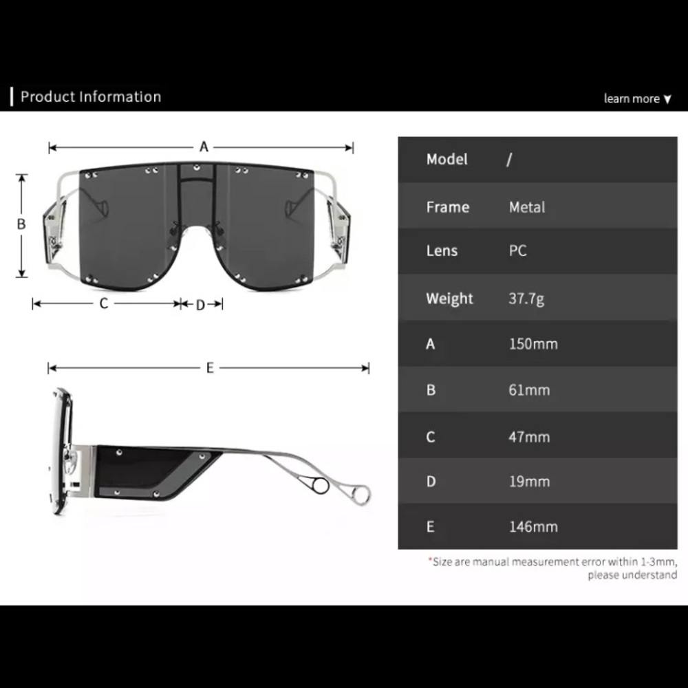*PRICE DROP* Black & Gold Oversized Goggle Square Shades - Picture 7 of 7